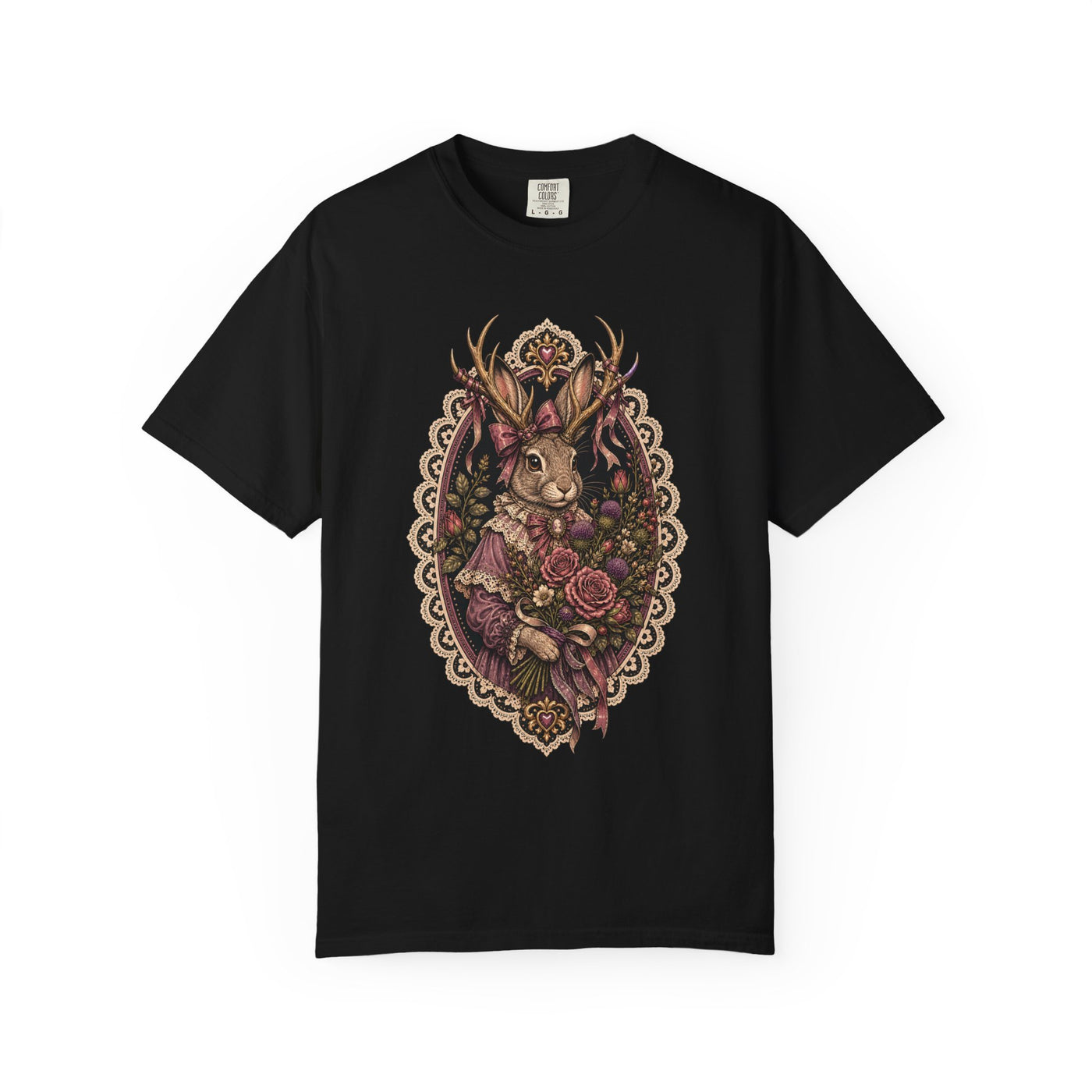 Ribbon Lace Jackalope Florist T-Shirt Graphic