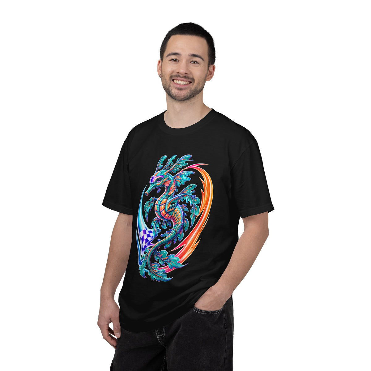 Neon Leafy Sea Dragon Racer Graphic Tee