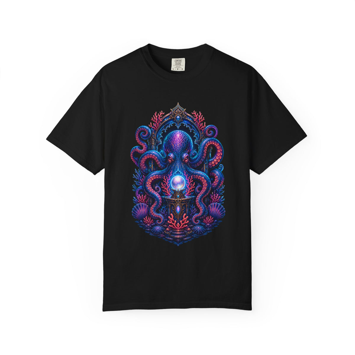 Neon Reef Octopus Shrine T-Shirt Graphic