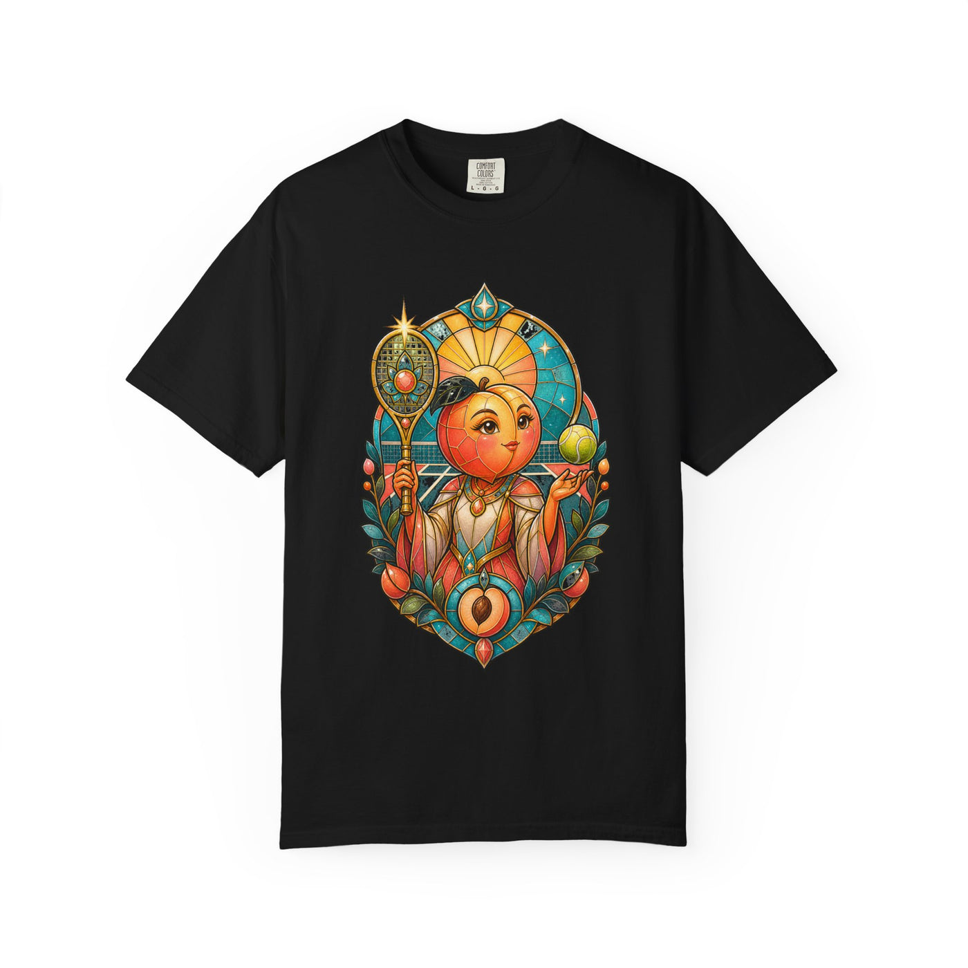 Stained Glass Tennis Peach Oracle T-Shirt Graphic