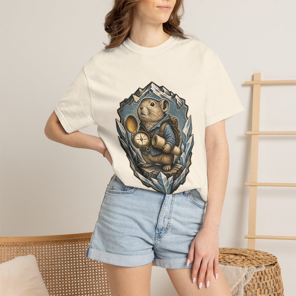 Woodcut Glacier Pika Cartographer Graphic Tee