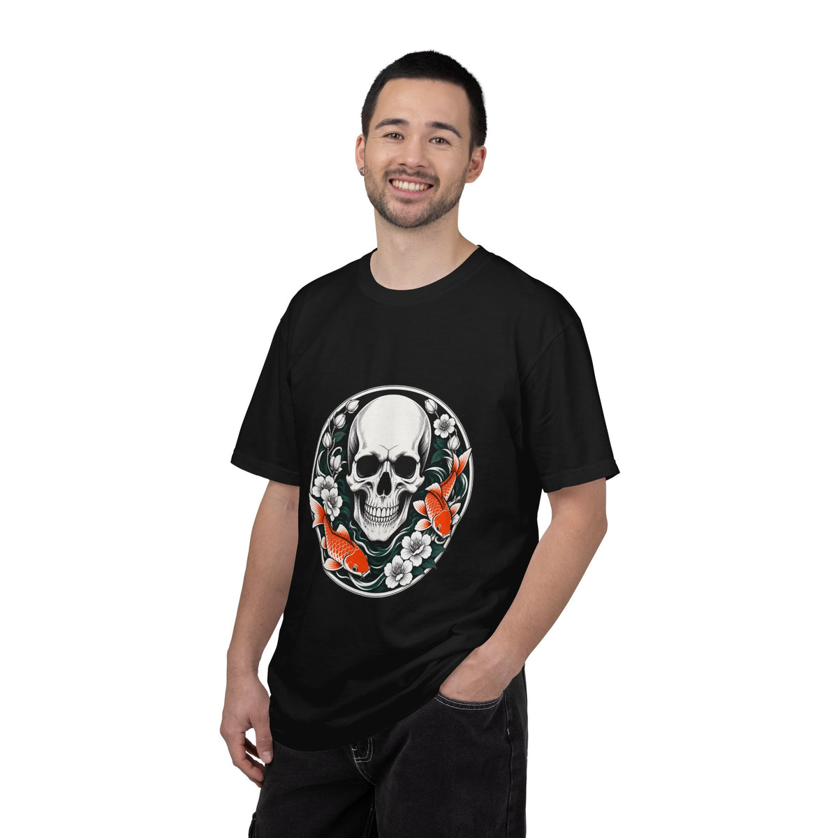 Koi Skull Floral Badge T-Shirt Graphic