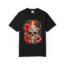 Tropical Hibiscus Skull Graphic T-Shirt