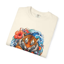 Electric Hibiscus Surf Tiger T-Shirt Graphic