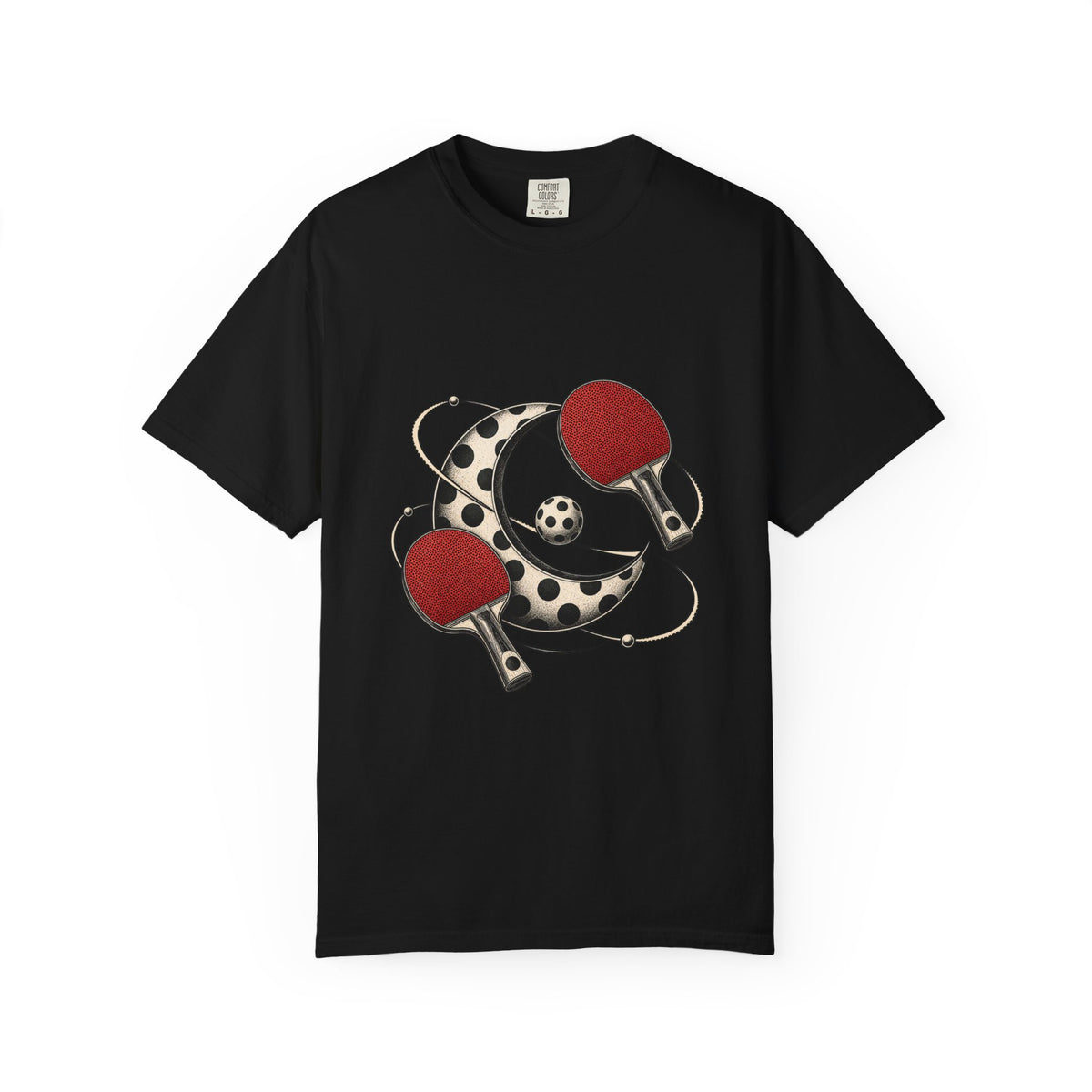 Blackwork Polka Dot Moon Ping Pong T-Shirt Graphic