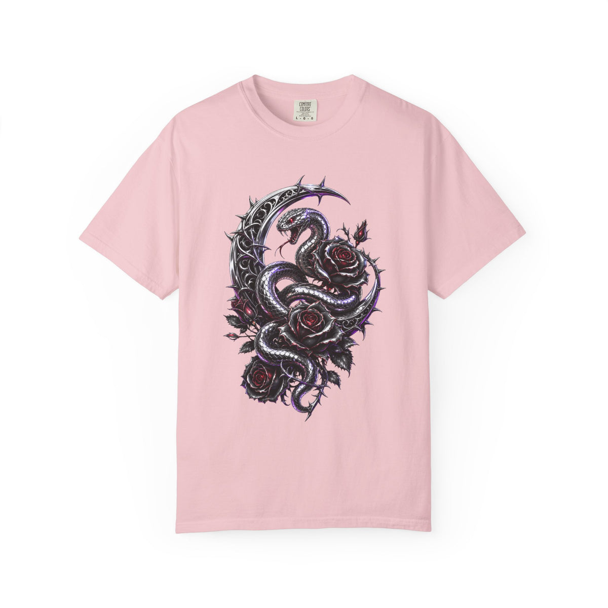 Chrome Rose Serpent Gothic Graphic T-Shirt