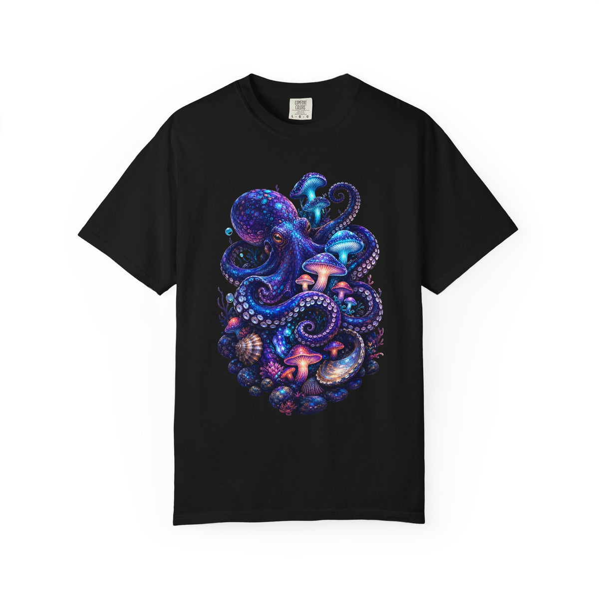 Bioluminescent Octopus Mushroom Graphic Tee