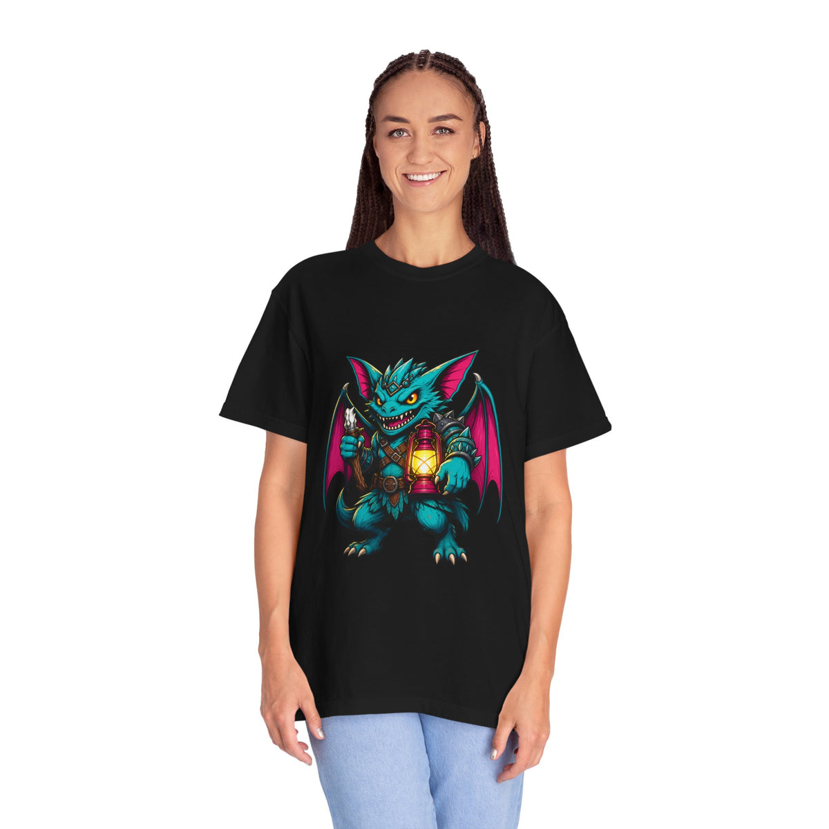 Teal Dungeon Bat Mascot T-Shirt Graphic