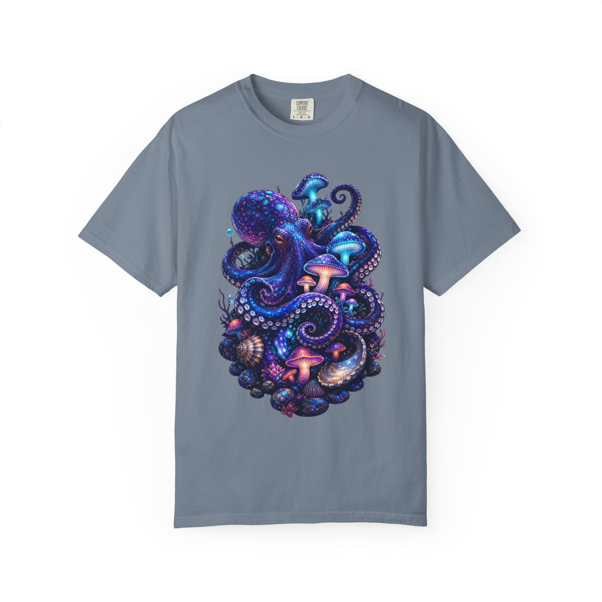 Bioluminescent Octopus Mushroom Graphic Tee