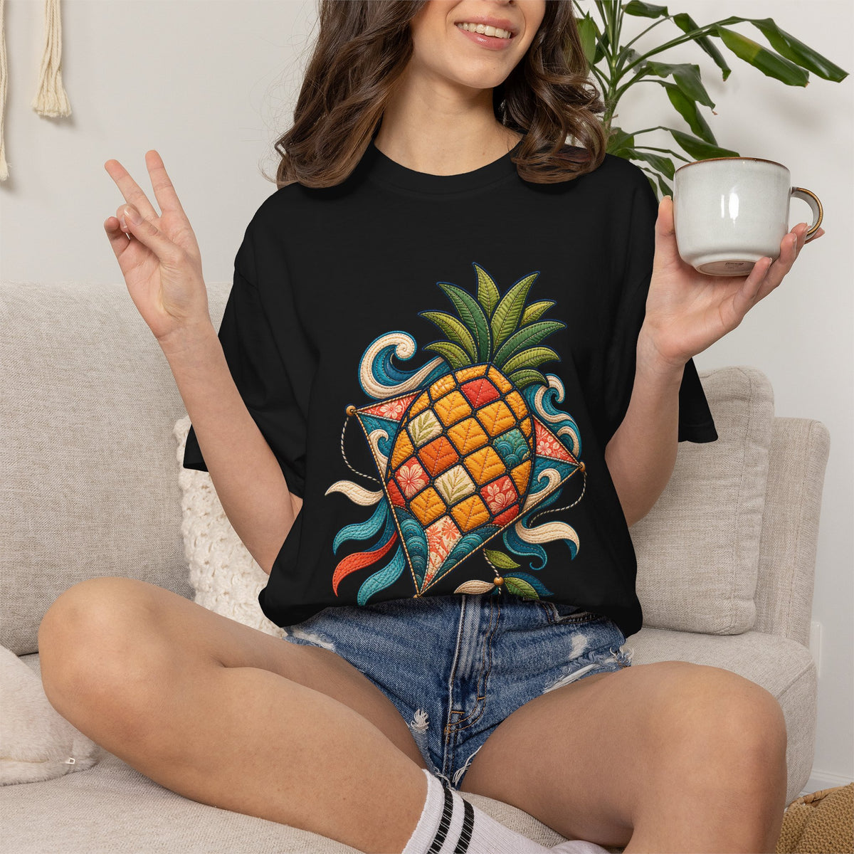 Quilted Surf Pineapple Kite T-Shirt Graphic