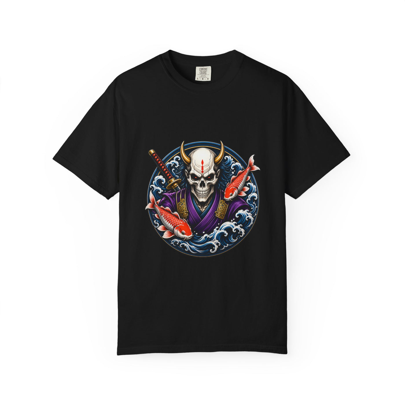 Horned Skull Koi Crest T-Shirt Graphic