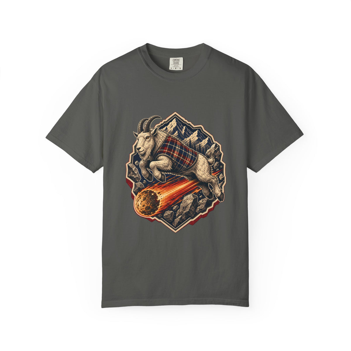 Plaid Meteor Mountain Goat Graphic Tee