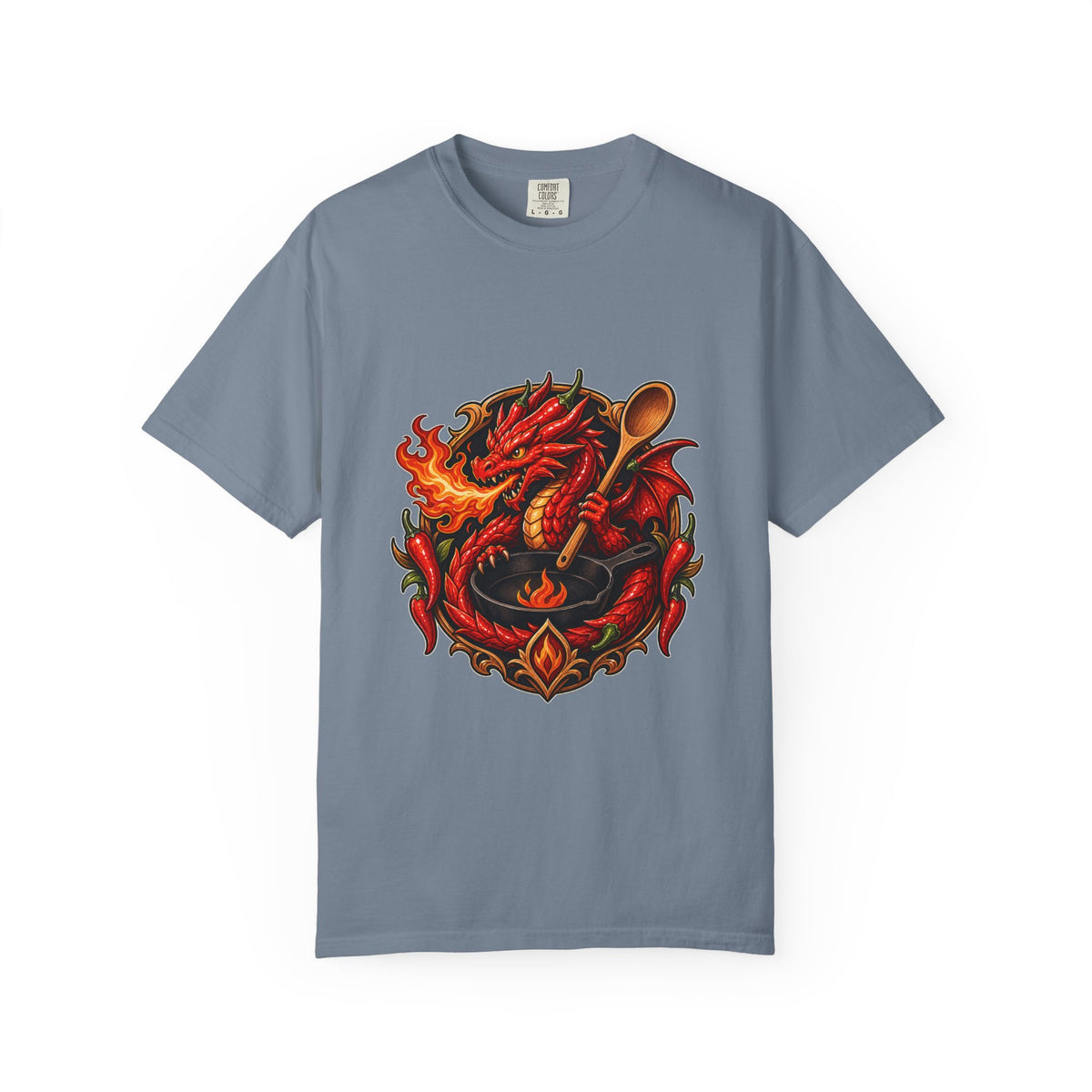 Chili Pepper Dragon Kitchen Crest T-Shirt Graphic