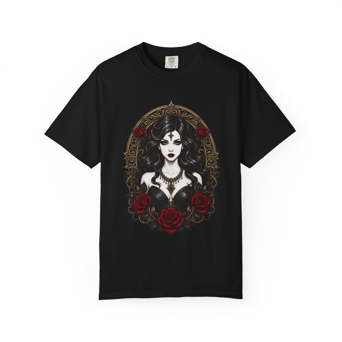 Gothic Rose Portrait T-Shirt Graphic