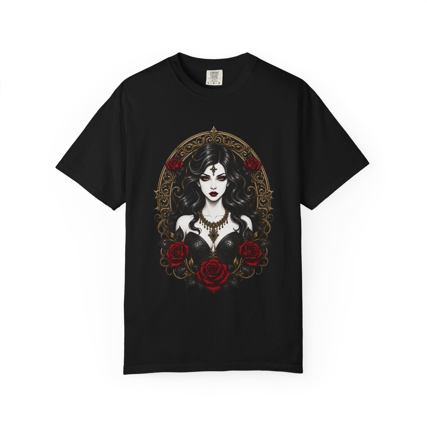 Gothic Rose Portrait T-Shirt Graphic