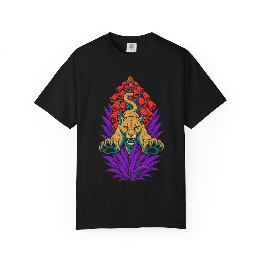 Yucca Puma Embroidered Western Graphic Tee graphic on a Black tee