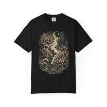 Blackwork Tide Map Florals T-Shirt Graphic