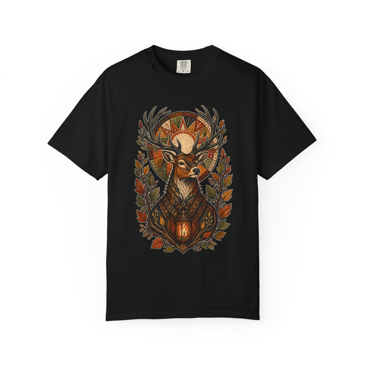 Folk Lantern Stag T-Shirt Graphic