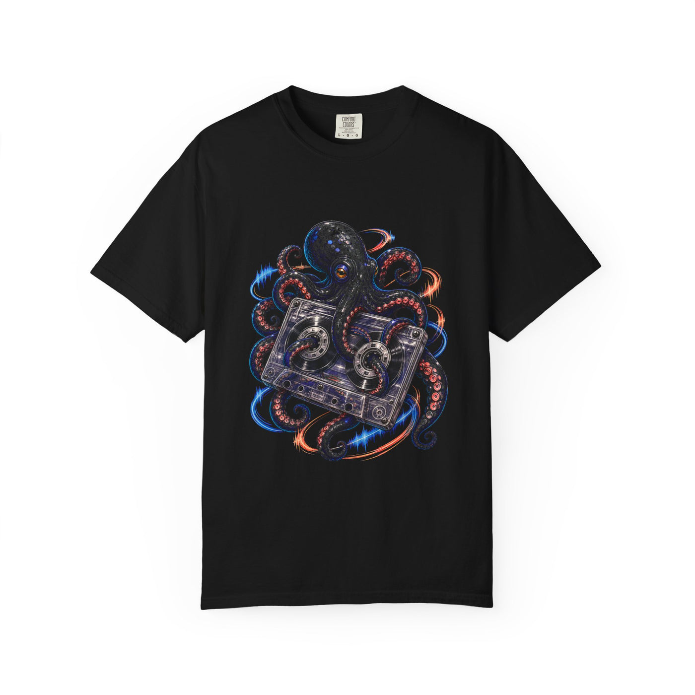 Retro Tech Cassette Octopus T-Shirt Graphic