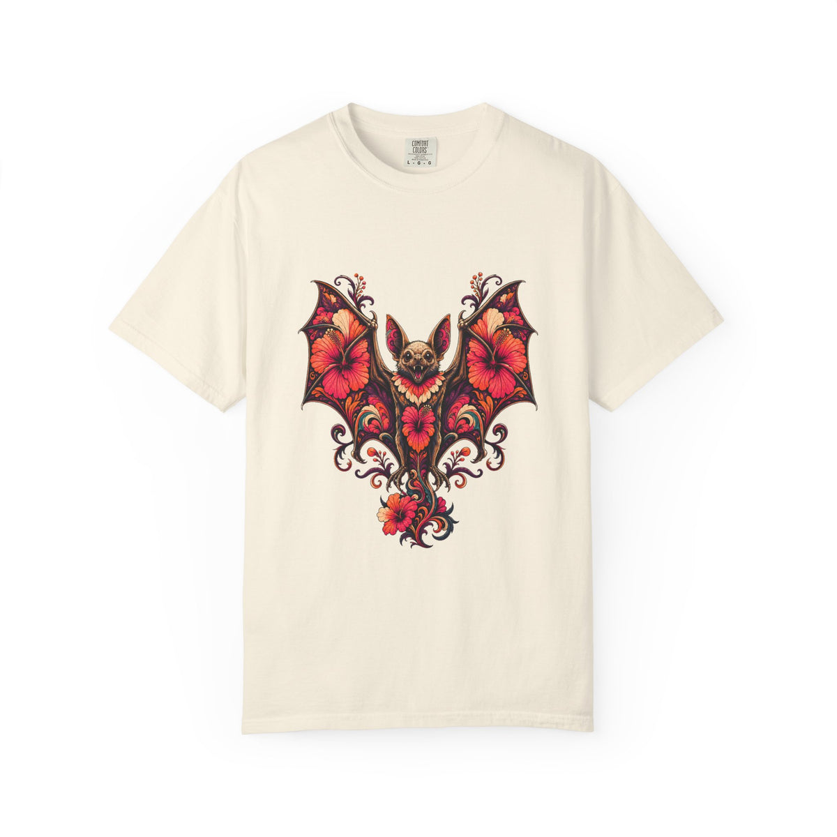 Psychedelic Hibiscus Bat Graphic Tee