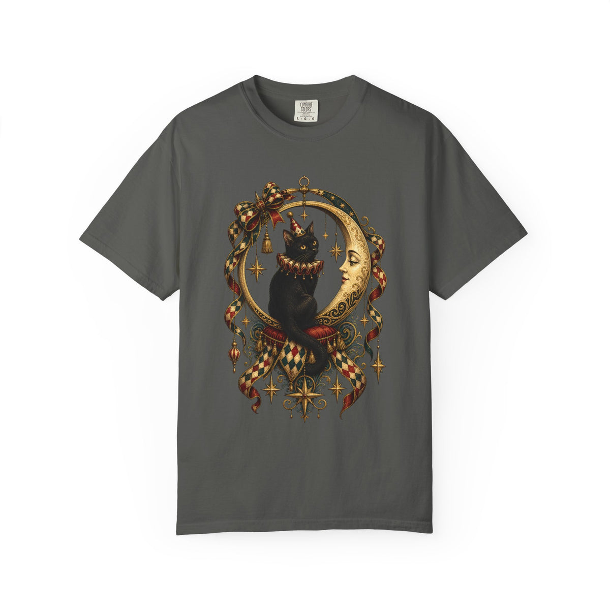 Vintage Circus Moon Cat T-Shirt Graphic