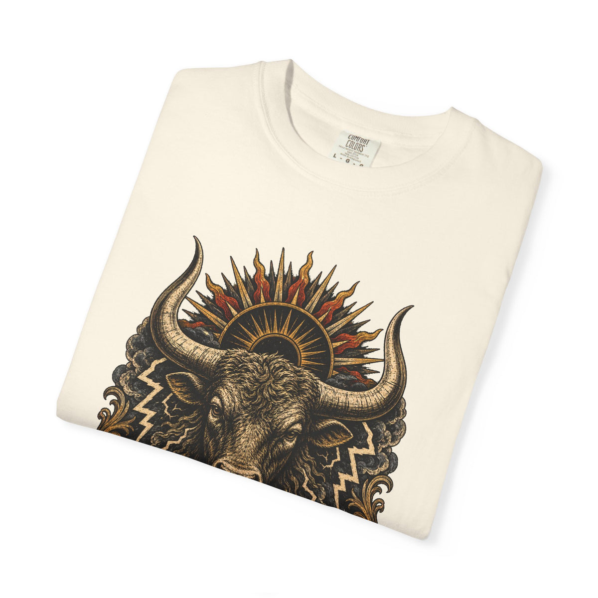 Woodcut Thunder Bull T-Shirt Graphic