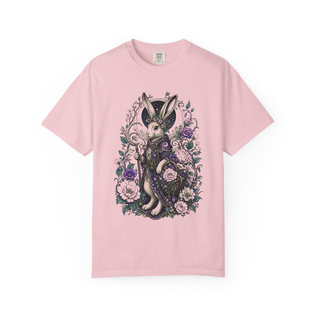 Lunar Hare Botanical Fantasy T-Shirt Graphic