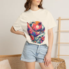 Vaporwave Hibiscus Manta Ray Graphic T-Shirt