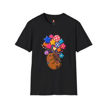 Cute Guinea Pig Holding Colorful Balloons T-Shirt — Whimsical Animal Graphic Tee