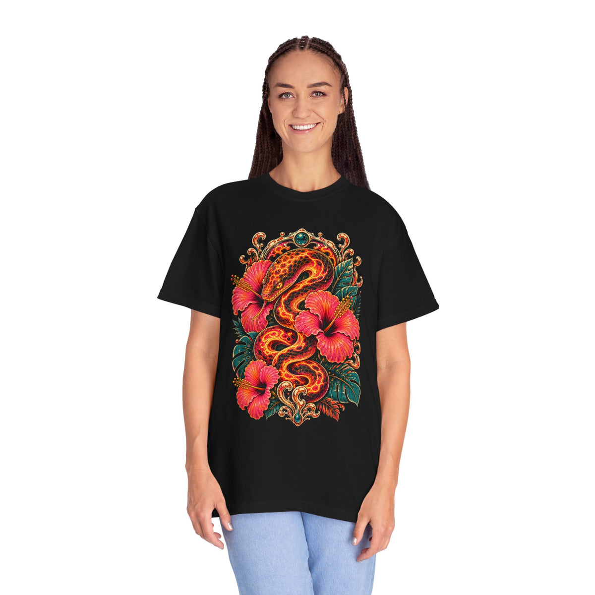 Psychedelic Hibiscus Lava Serpent T-Shirt Graphic