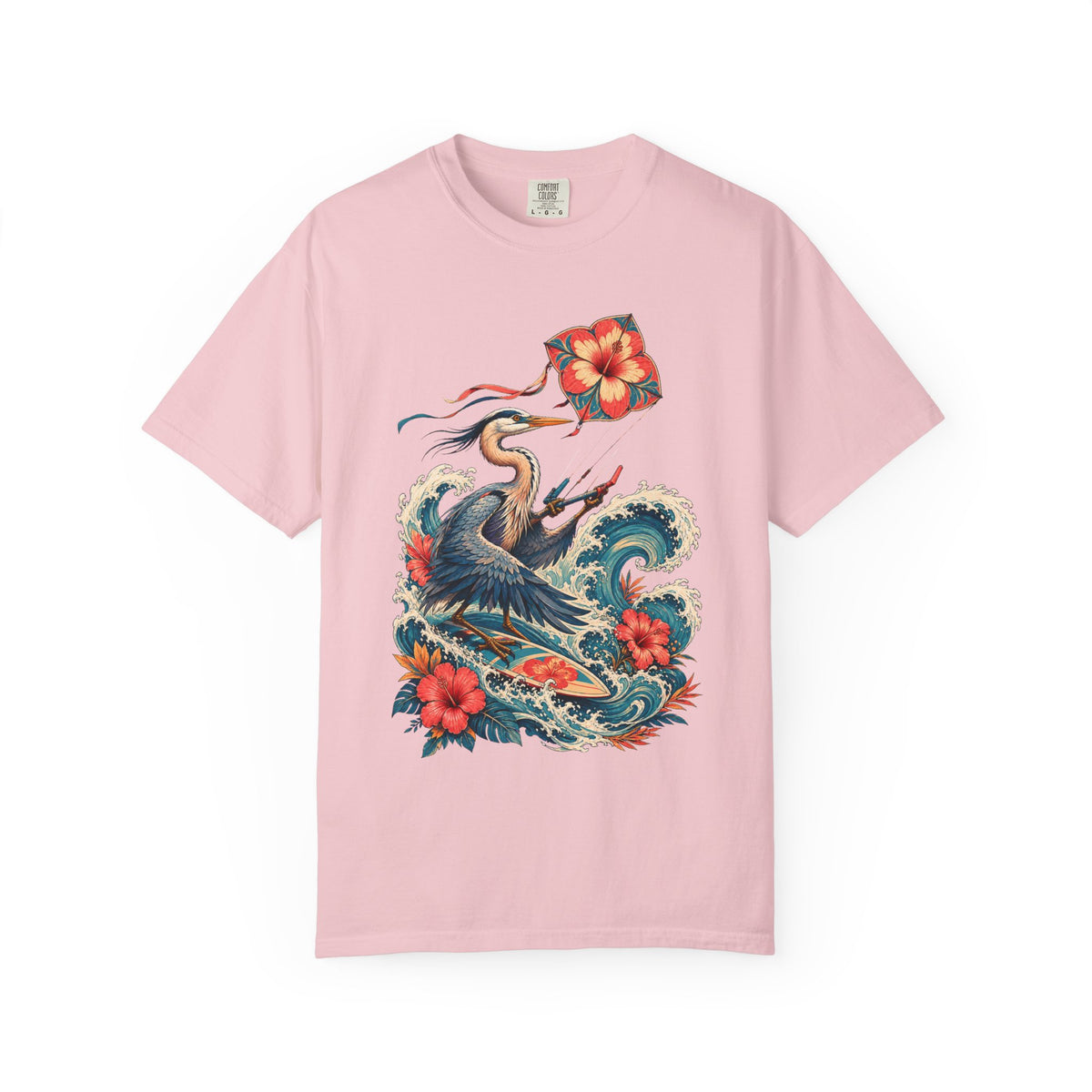 Hibiscus Surf Kite Heron T-Shirt Graphic