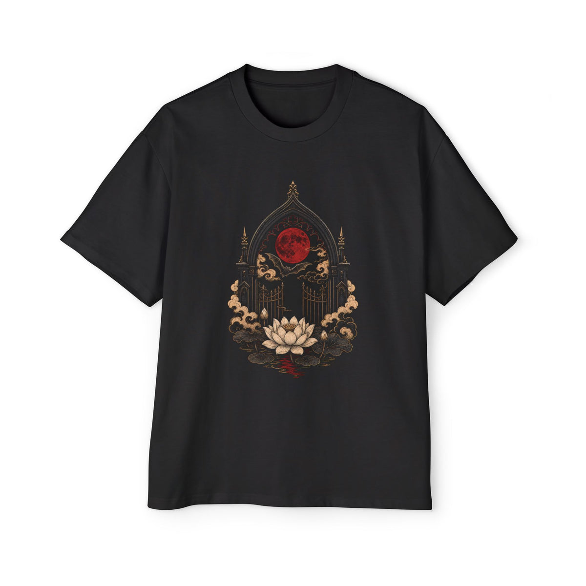 Blood Moon Lotus Gate Heavy Oversized Gothic Tee