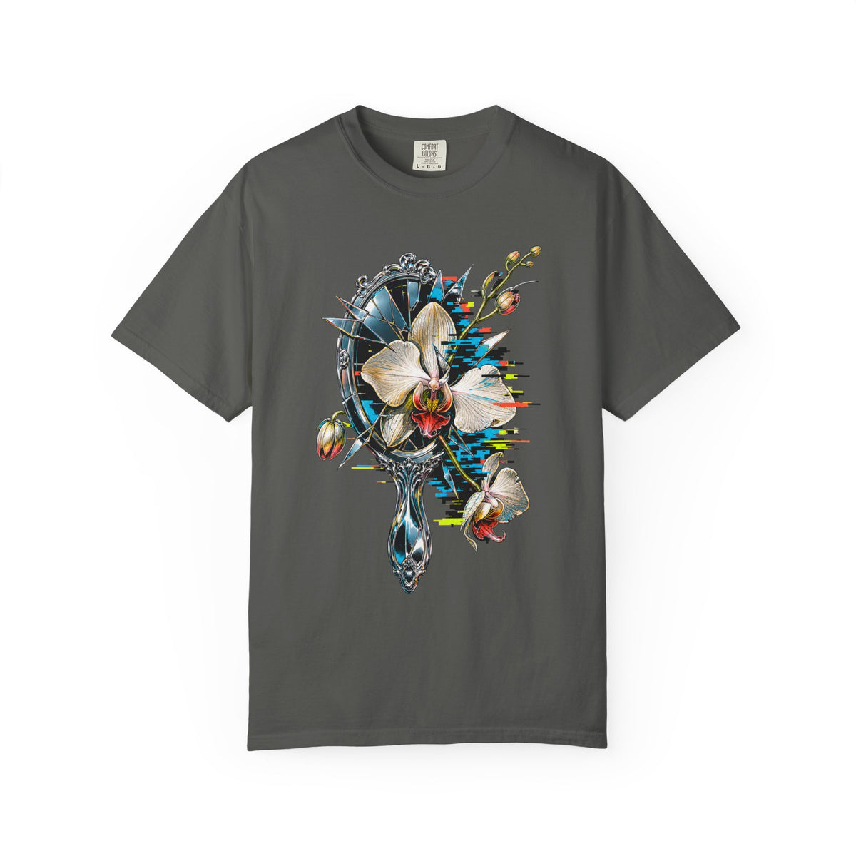 Glitchy Glam Orchid Mirror T-Shirt Graphic