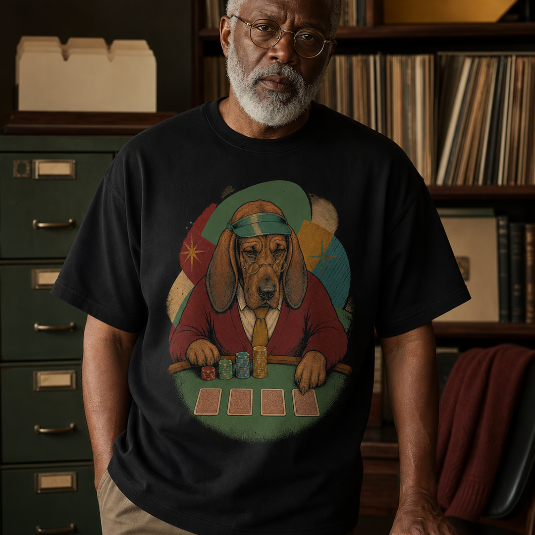 Bloodhound Card Counter Vintage Poker Graphic Tee