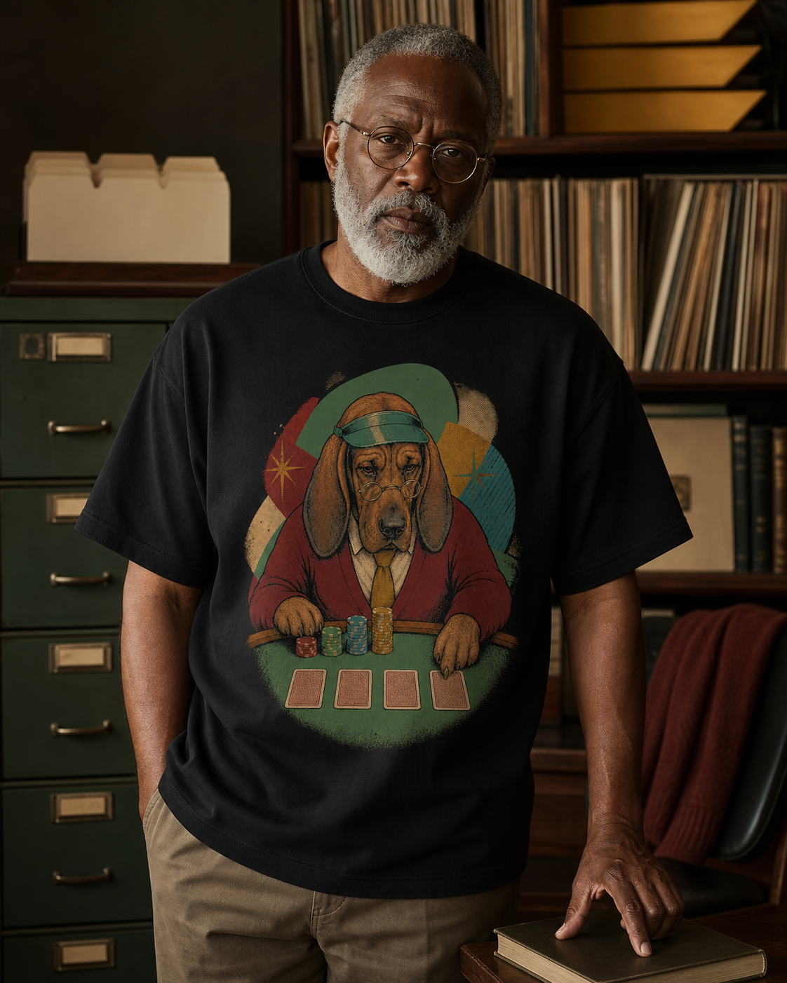 Bloodhound Card Counter Vintage Poker Graphic Tee