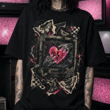 Broken Screen Valentine Heavy Oversized Emo Tee