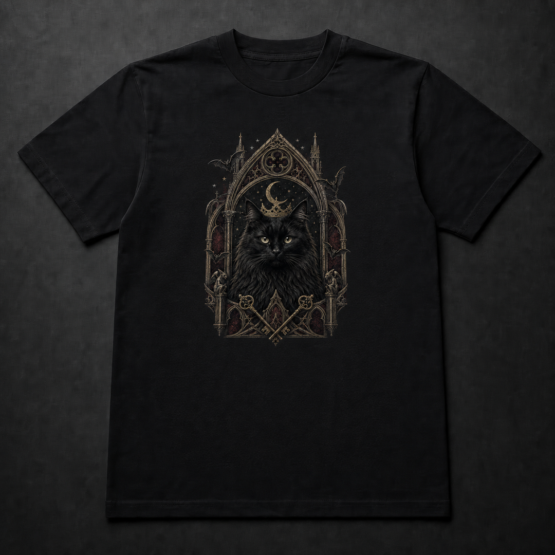 Custom Cat Gothic Cathedral Portrait T-Shirt