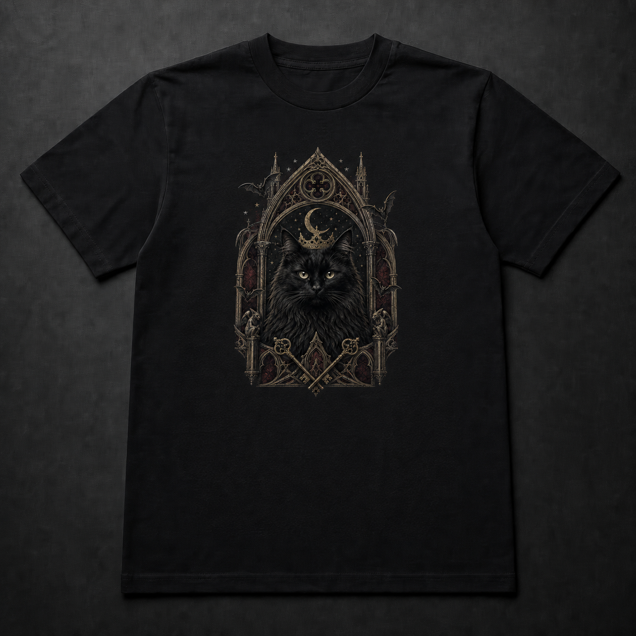 Custom Cat Gothic Cathedral Portrait T-Shirt example artwork
