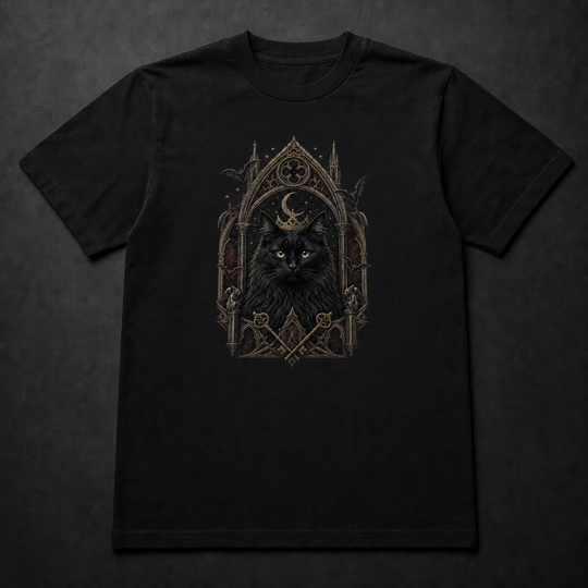 Custom Cat Gothic Cathedral Portrait T-Shirt