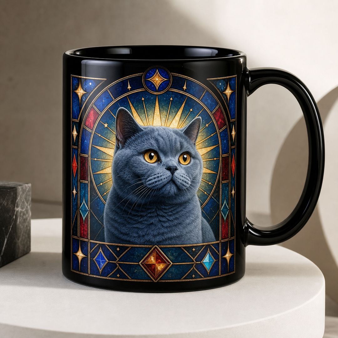 Custom Cat Stained Glass Portrait Mug