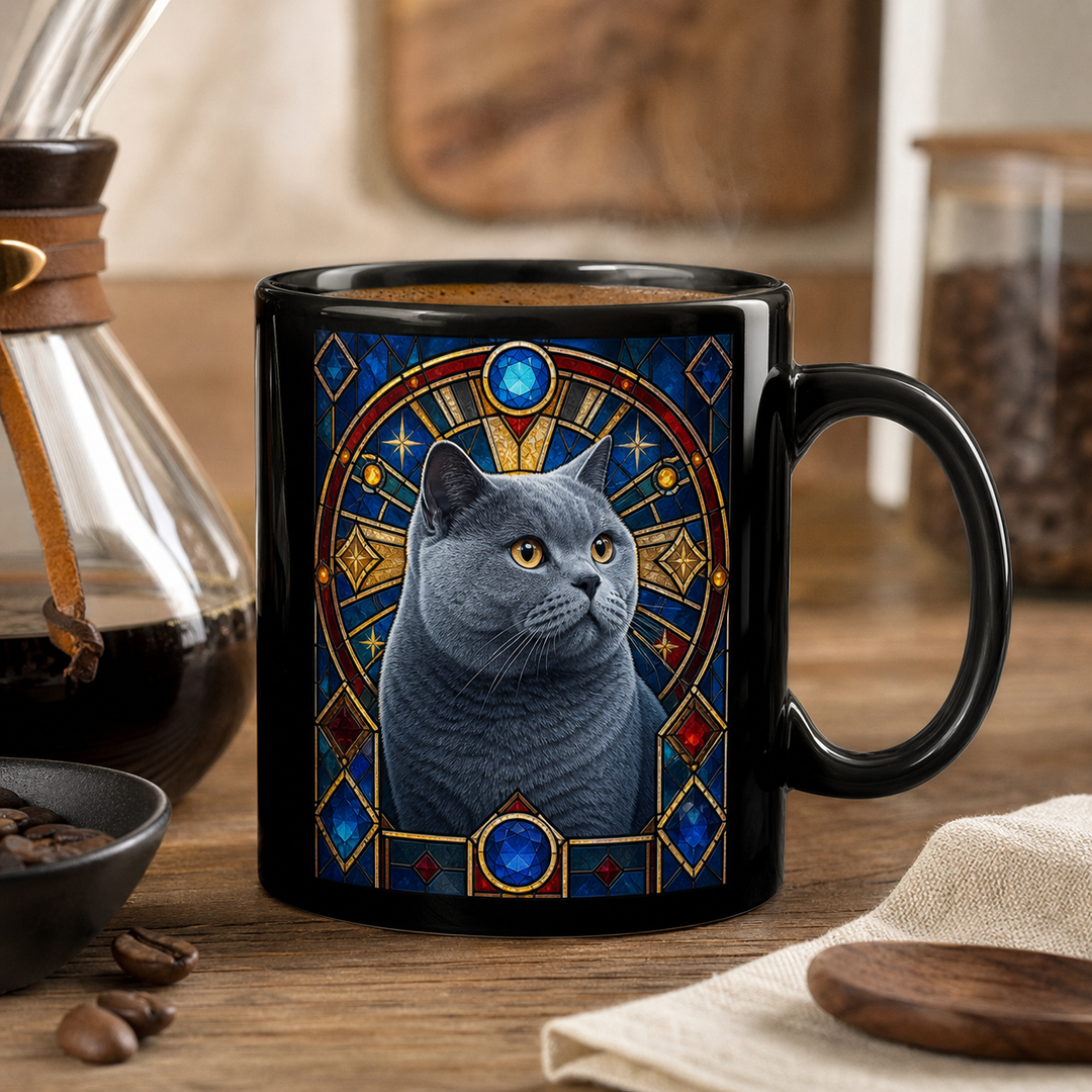 Custom Cat Stained Glass Portrait Mug