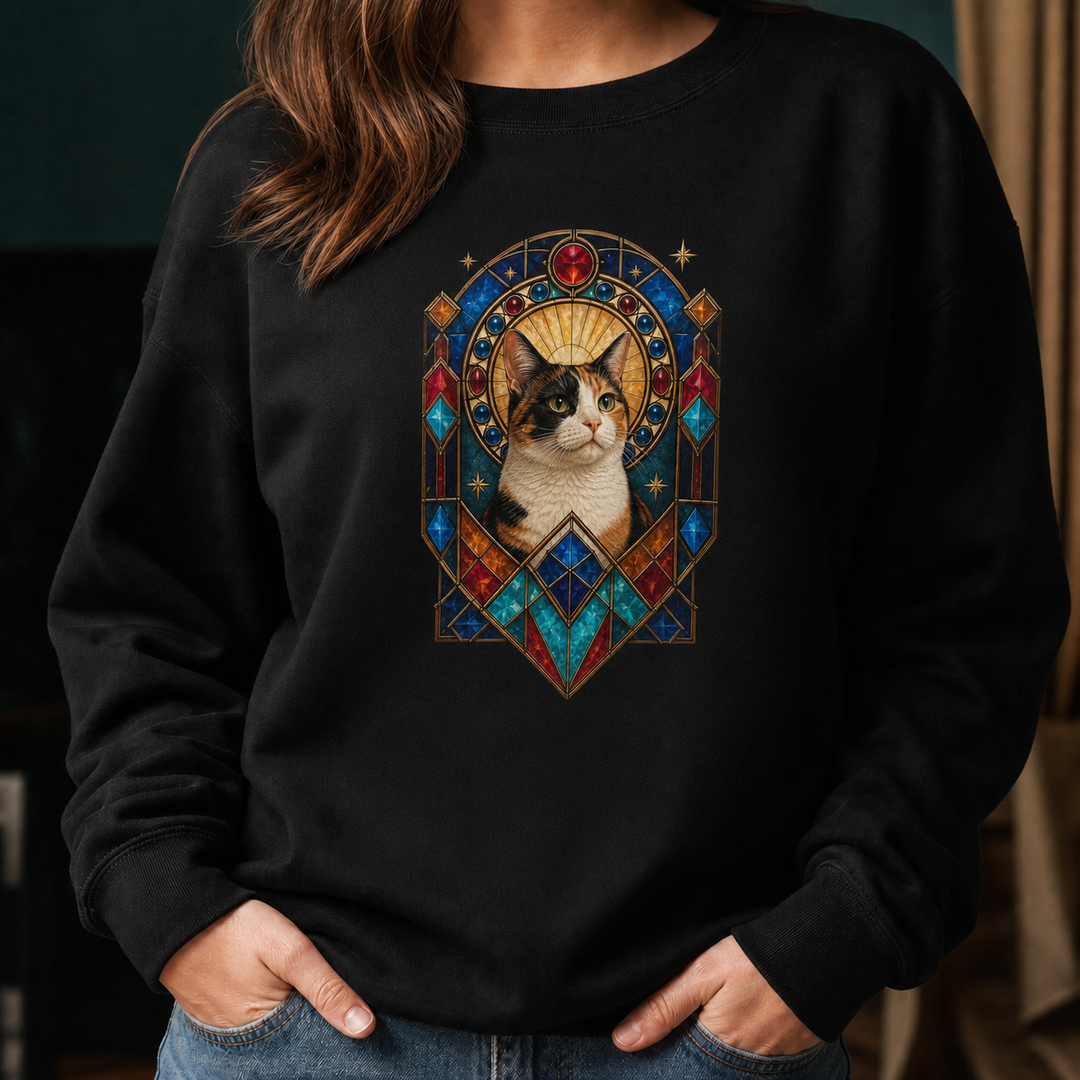 Custom Cat Stained Glass Portrait Sweatshirt