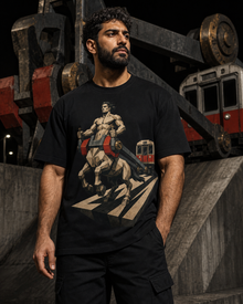 Centaur Recovery Driver Brutalist Mythic Industrial Graphic Tee