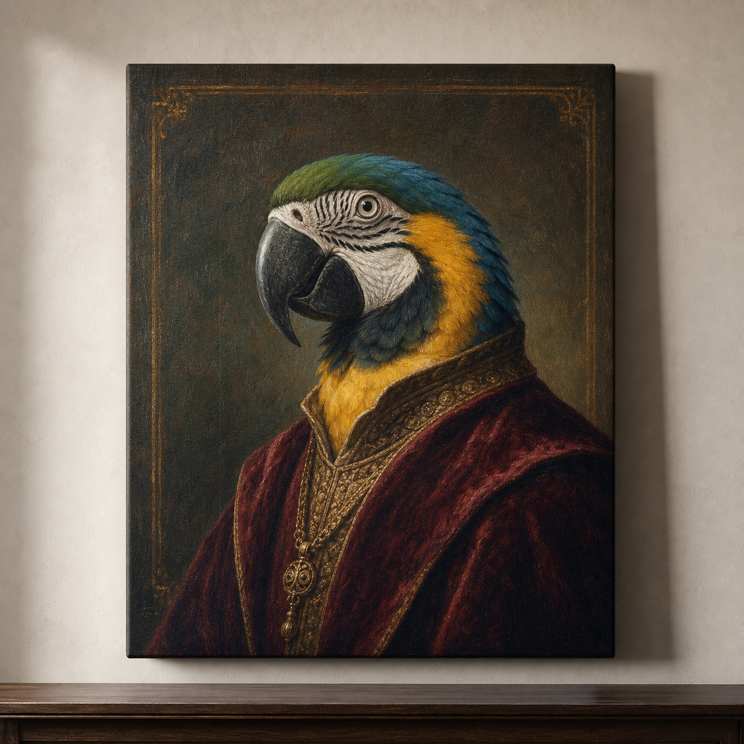 Custom Bird Regal Oil Portrait Canvas