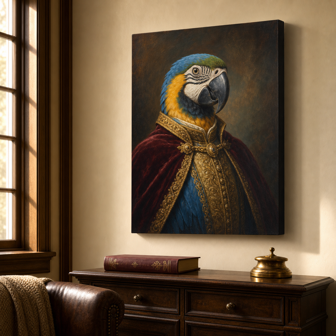 Custom Bird Regal Oil Portrait Canvas