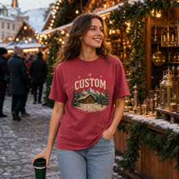 Person wearing a custom Christmas Comfort Colors 1717 t-shirt