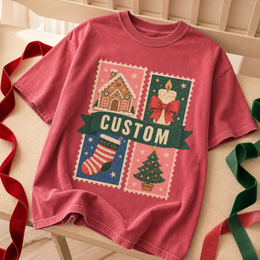 Custom Christmas Comfort Colors 1717 t-shirt with holiday collage artwork