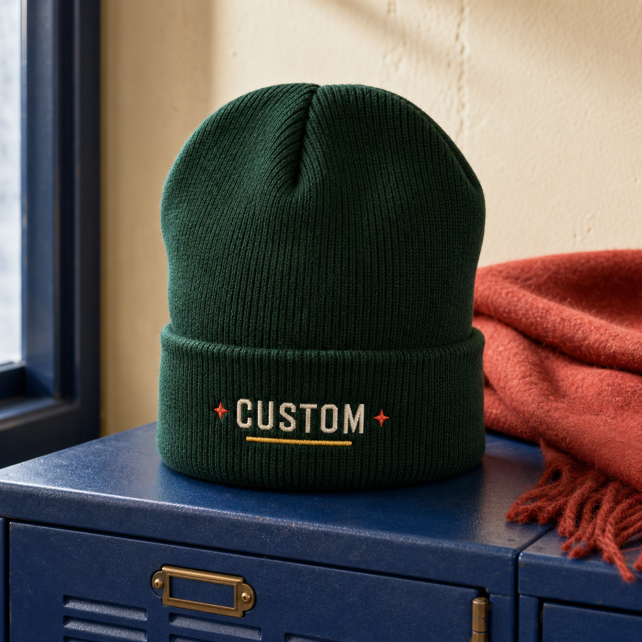 Custom Embroidered Cuffed Beanie — Made From Your Idea example artwork