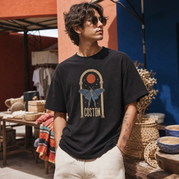 Person wearing the custom graphic T-shirt