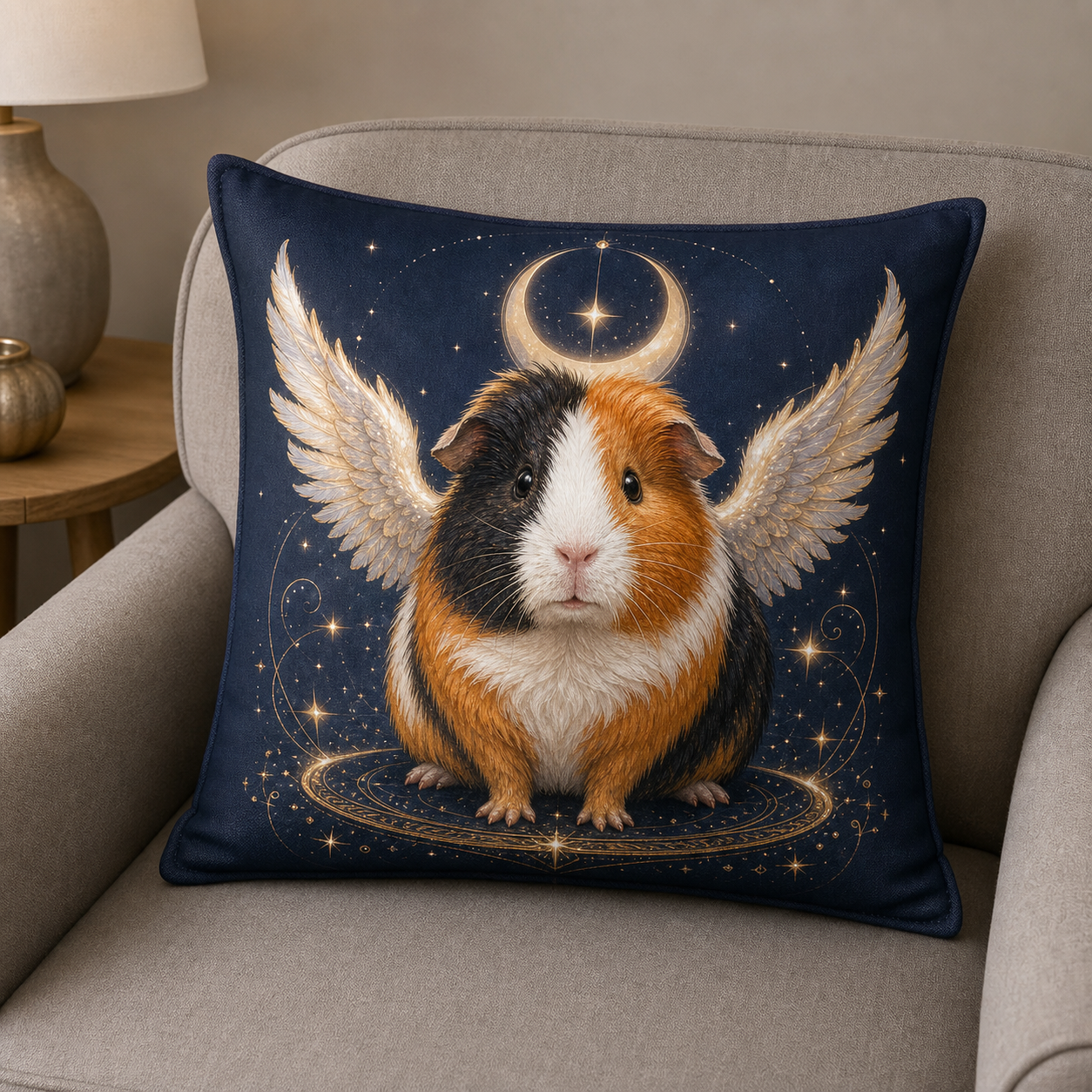 Custom Guinea Pig Mythic Familiar Square Pillow example artwork